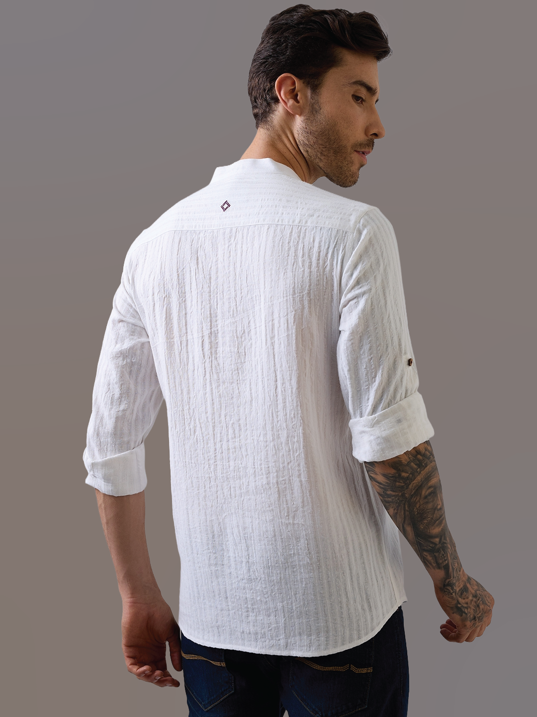 White Striped Handwoven Kurta Shirt