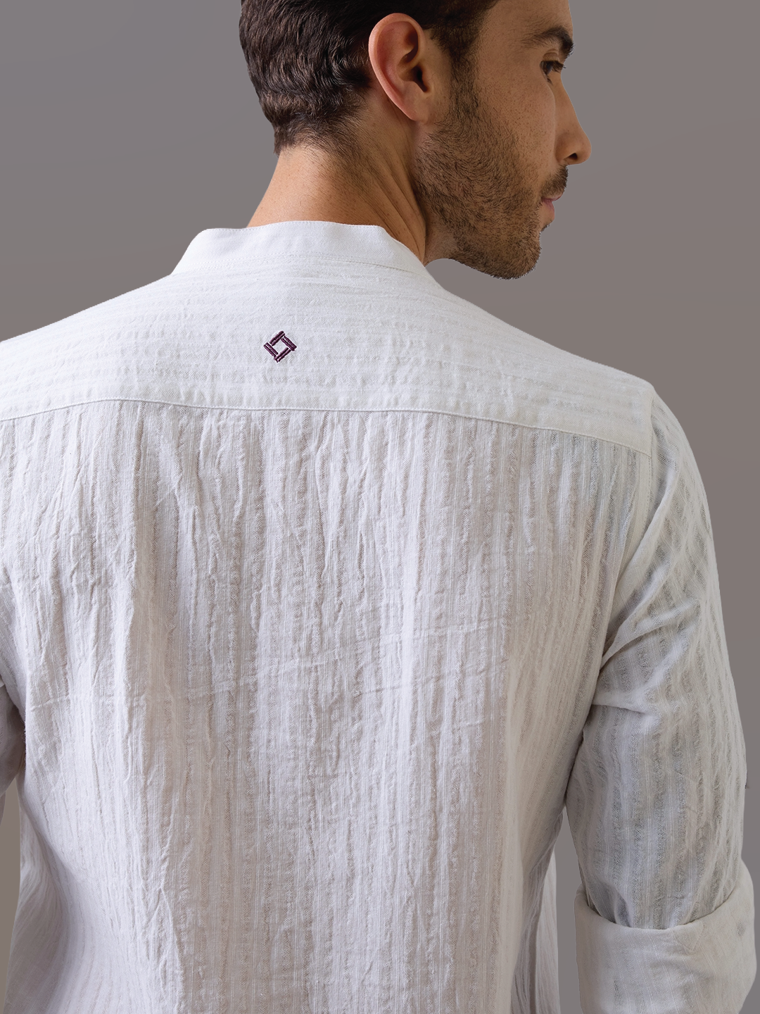 White Striped Handwoven Kurta Shirt