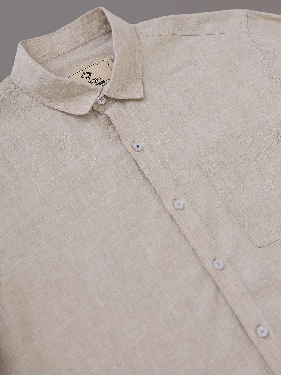 Beige Pure Linen Shirt