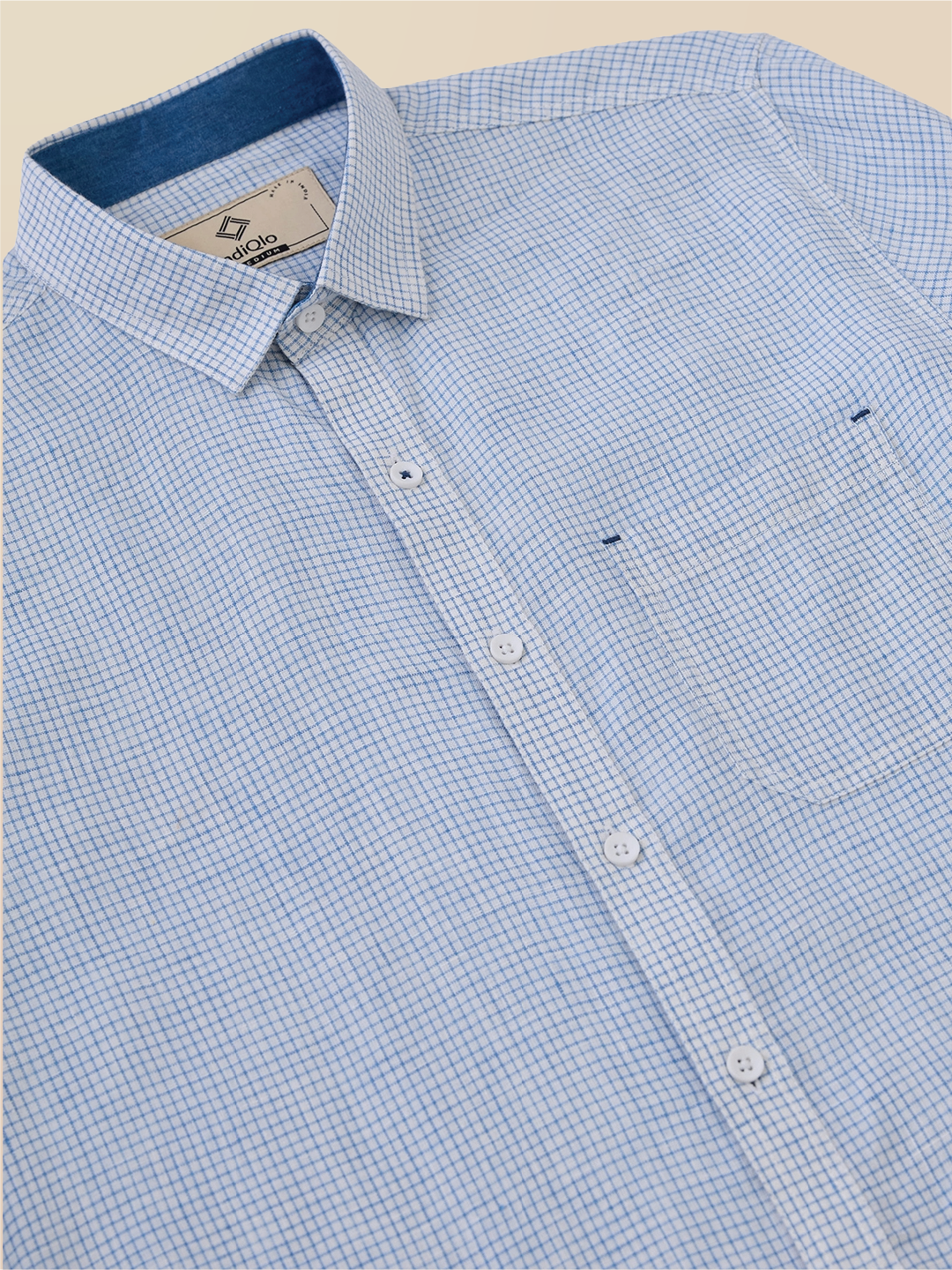White Micro-Check Pure Linen Shirt