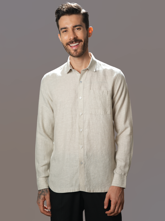 Beige Pure Linen Shirt