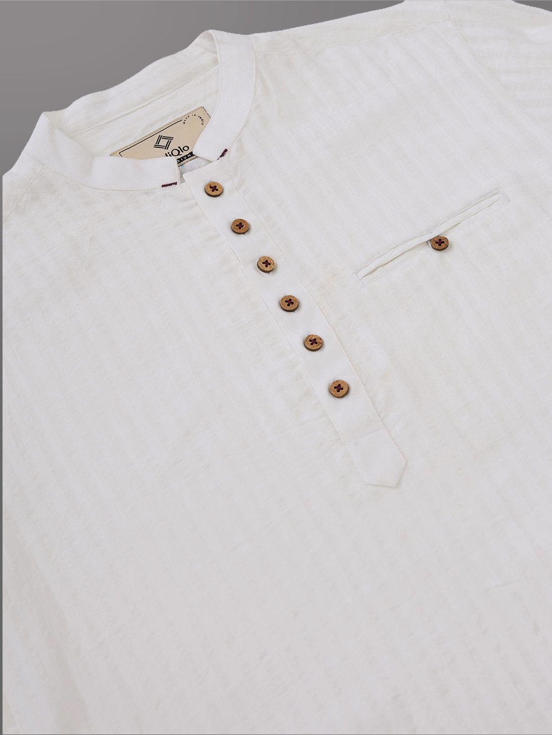 White Striped Handwoven Kurta Shirt
