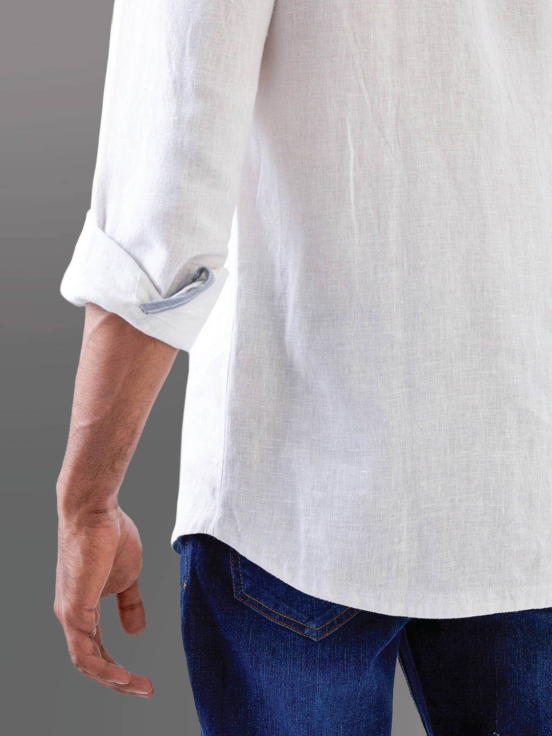 White Solid Pure Linen Shirt