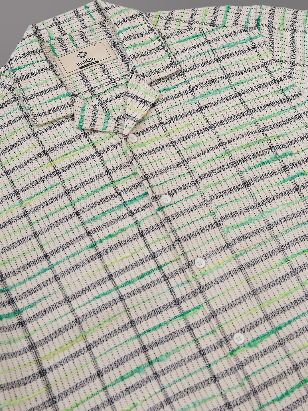 Ecru Solid Handloom Cotton Shirt