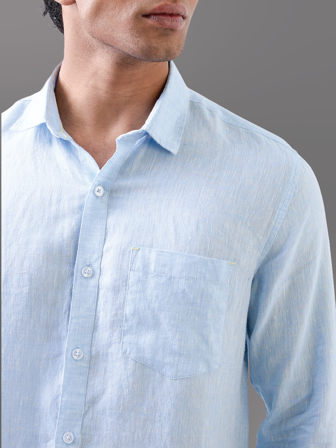 Classic Blue Solid Pure Linen Shirt