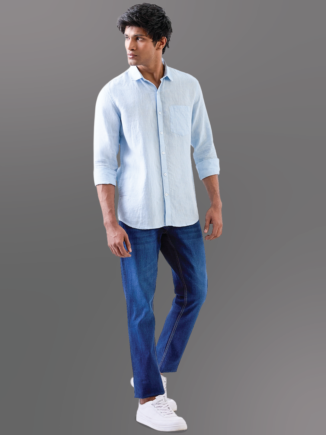 Classic Blue Solid Pure Linen Shirt