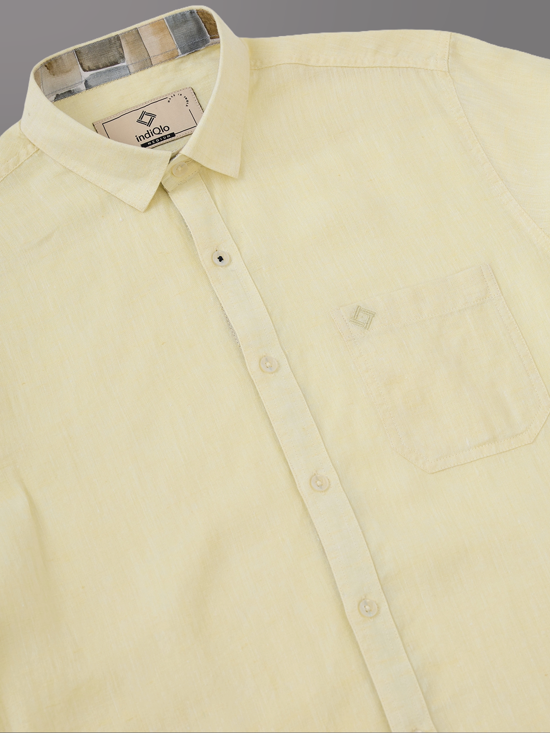 Yellow Solid Pure Linen Shirt