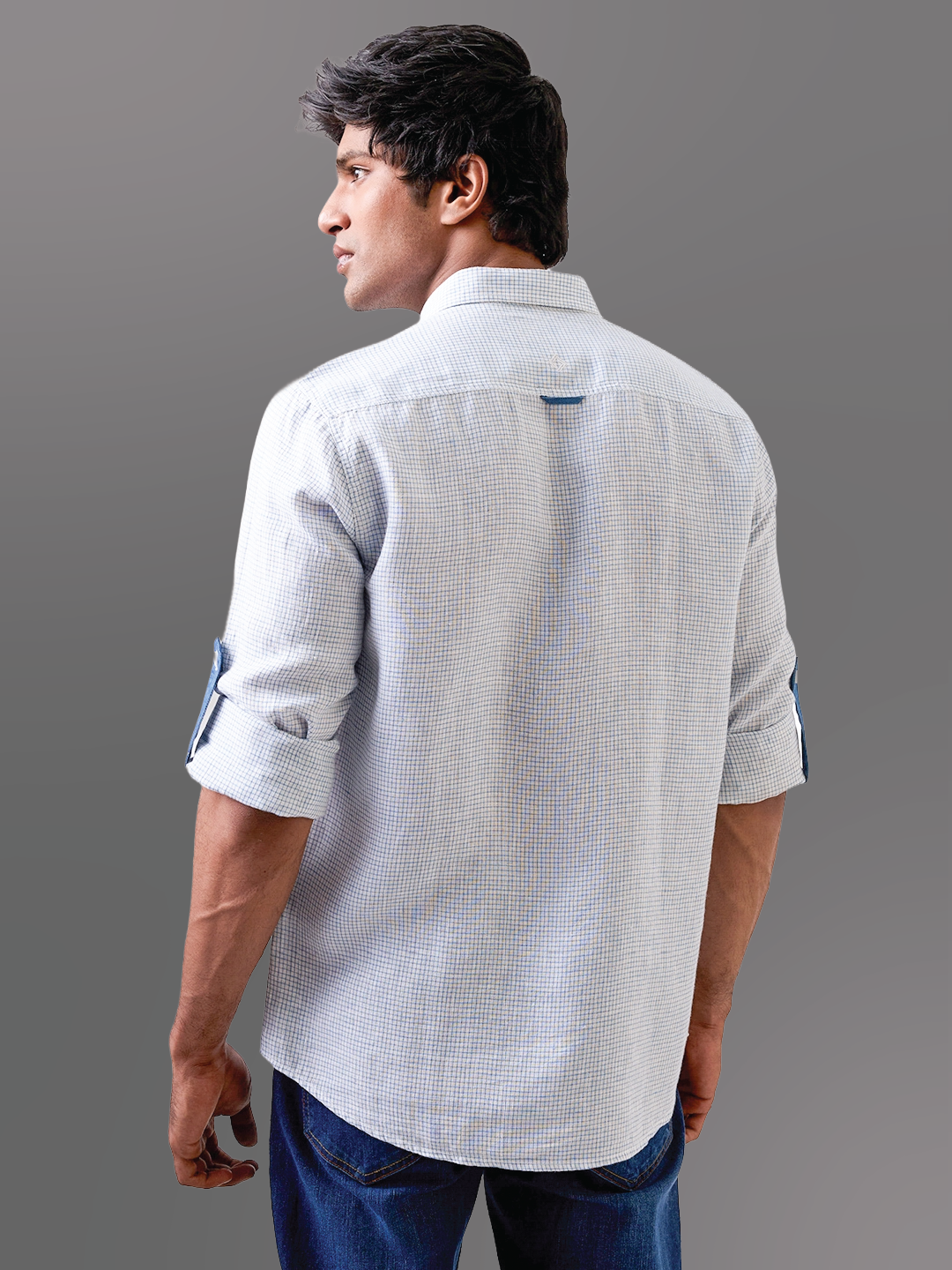 White Micro-Check Pure Linen Shirt