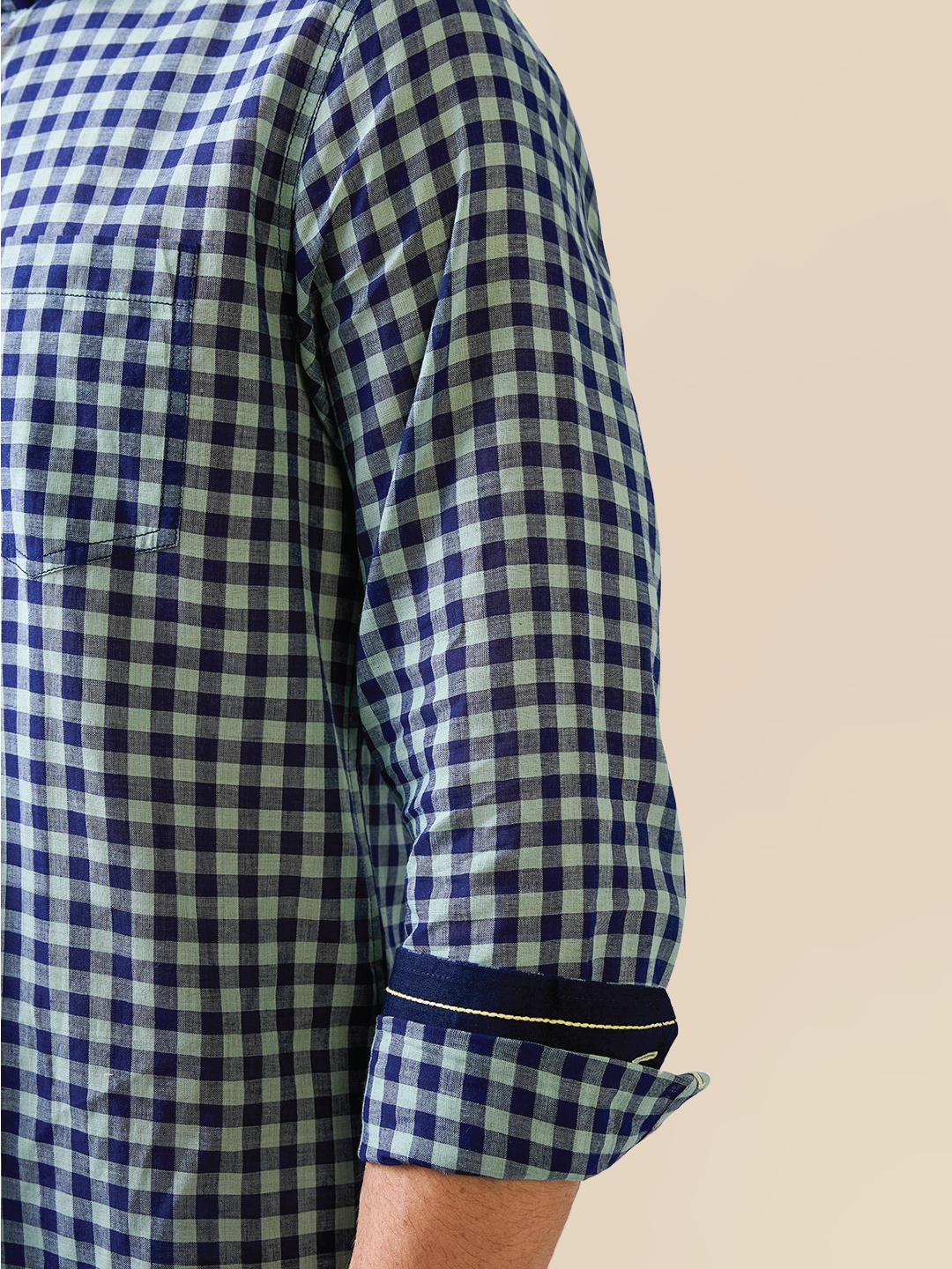 Blue-Green Check Handloom Cotton Shirt