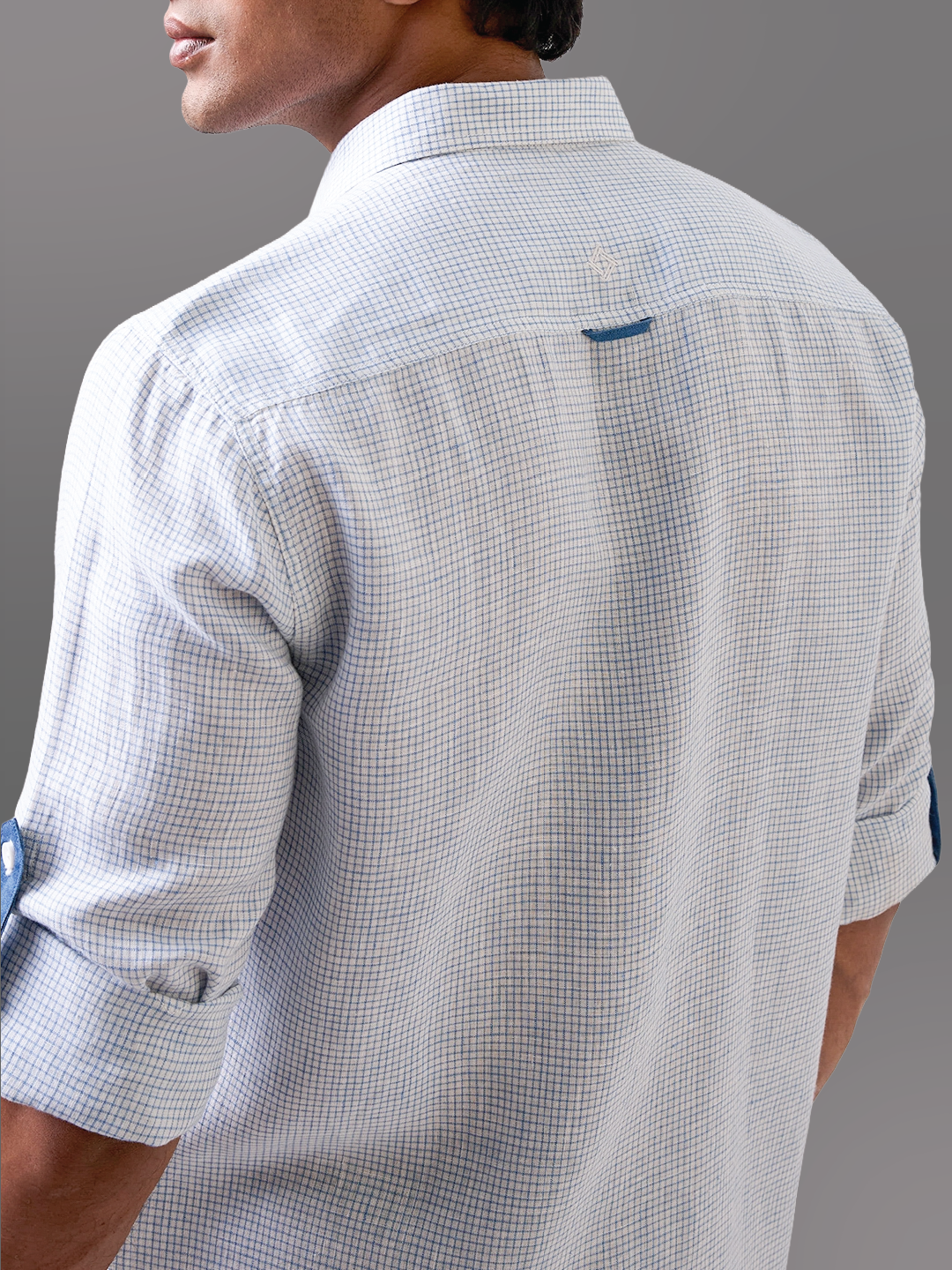 White Micro-Check Pure Linen Shirt