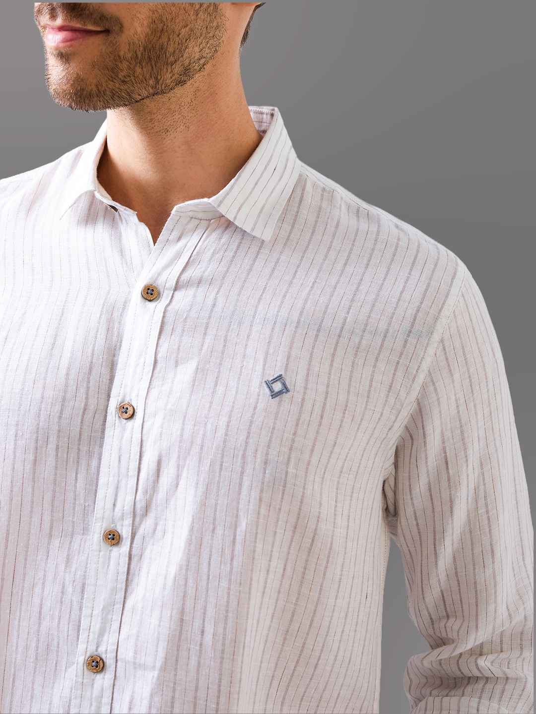 White Stripe Pure Linen Shirt