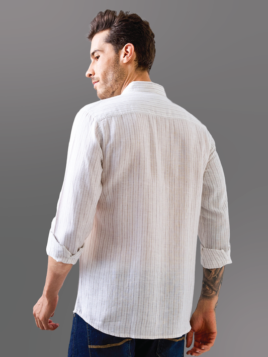White Stripe Pure Linen Shirt