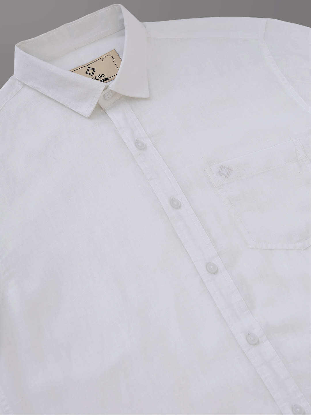 White Solid Pure Linen Shirt