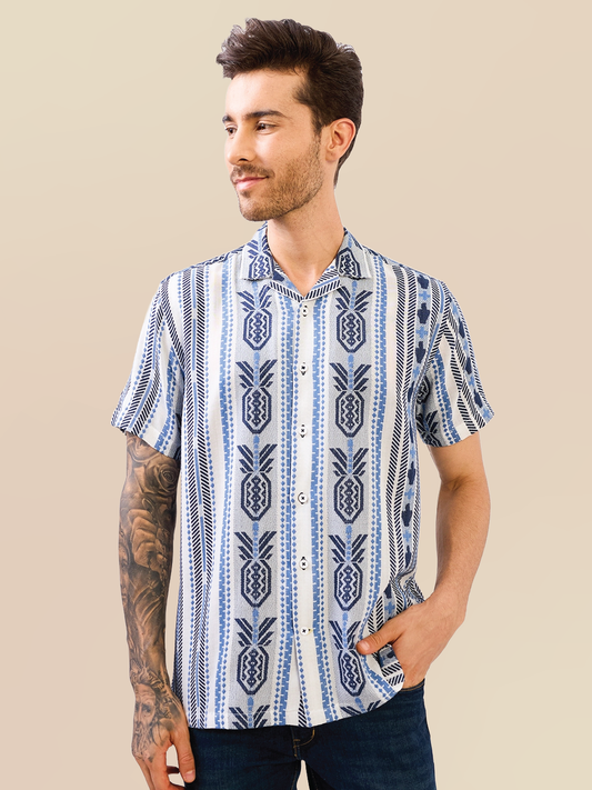 Blue Solid Handloom Cotton Shirt