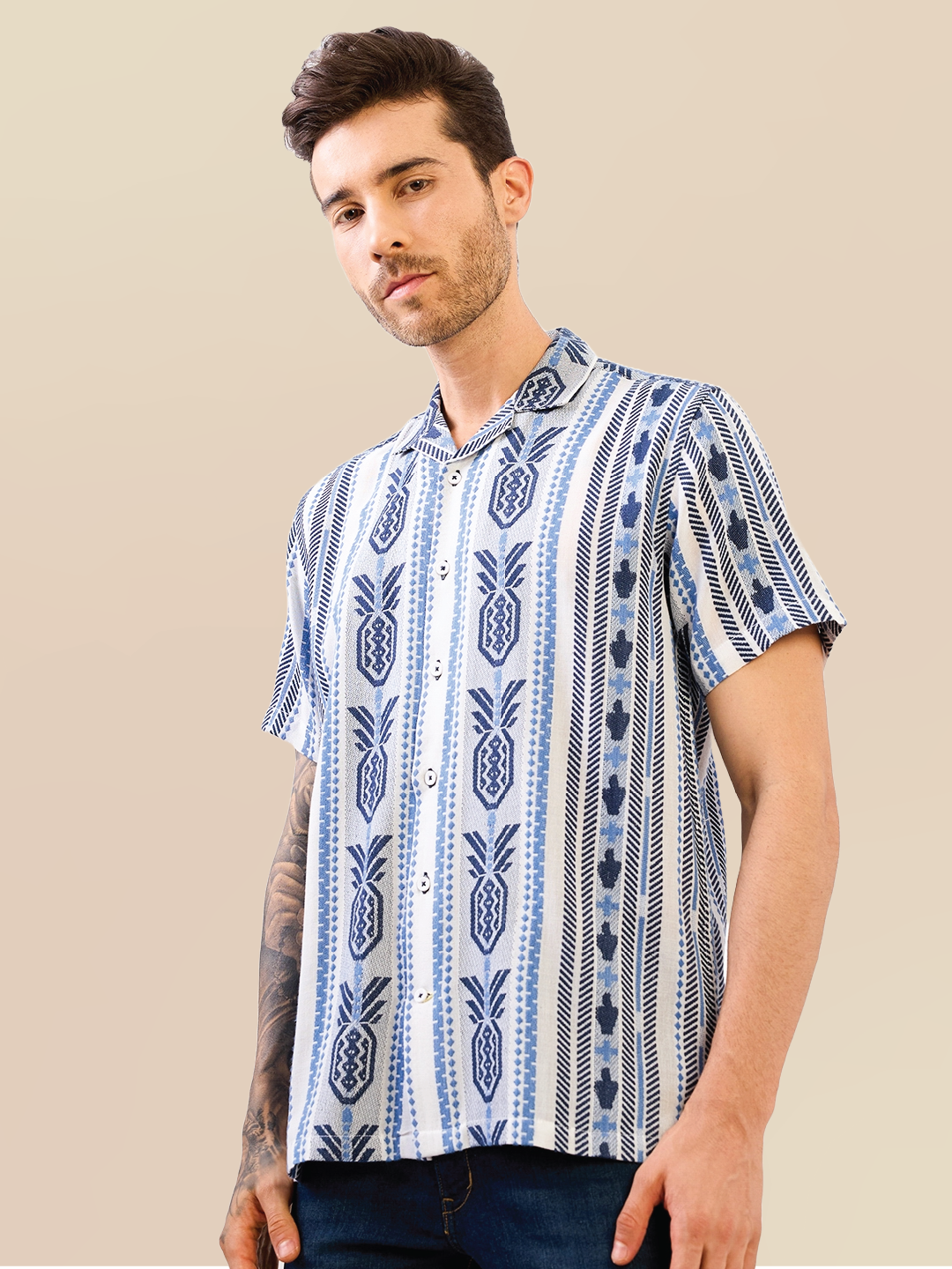 Blue Solid Handloom Cotton Shirt
