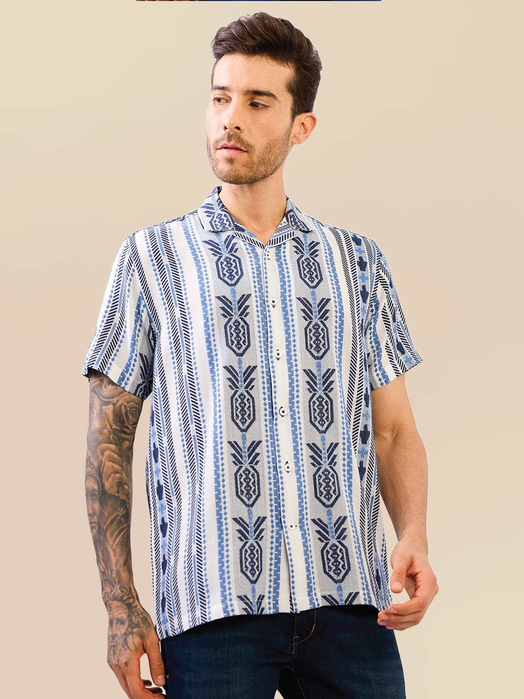 Blue Solid Handloom Cotton Shirt