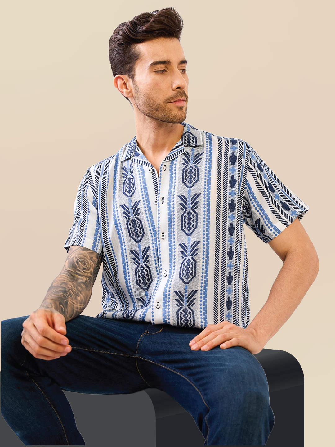 Blue Solid Handloom Cotton Shirt