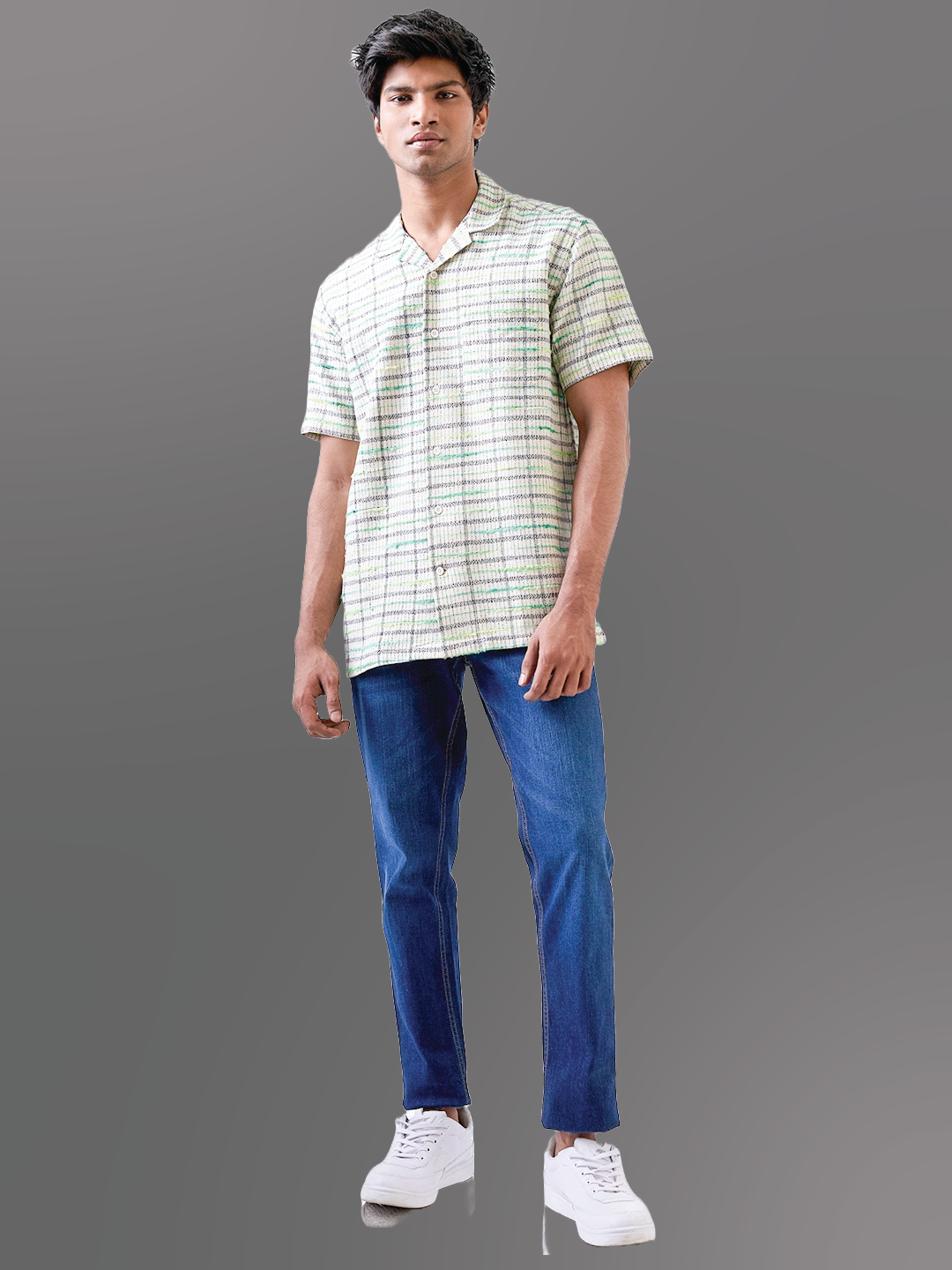 Ecru Solid Handloom Cotton Shirt