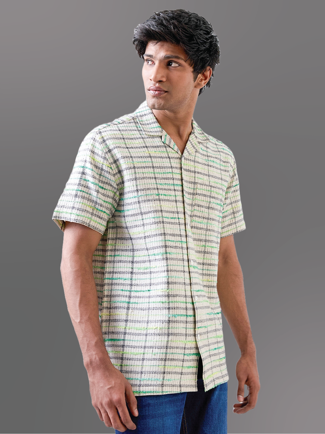 Ecru Solid Handloom Cotton Shirt