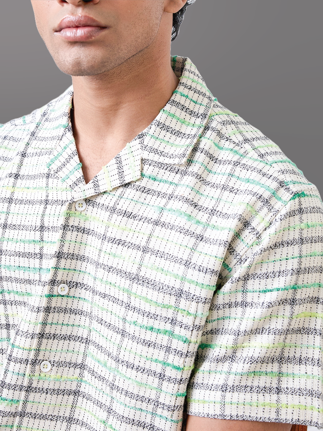 Ecru Solid Handloom Cotton Shirt