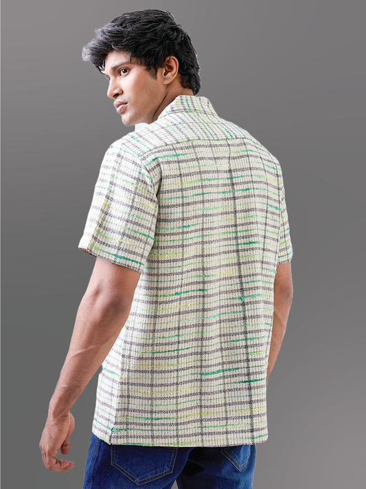 Ecru Solid Handloom Cotton Shirt