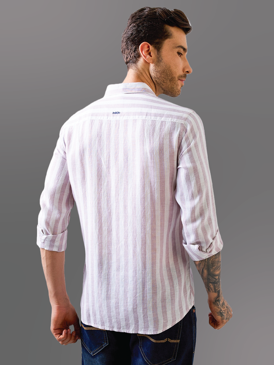 Lilac Striped Pure Linen Shirt
