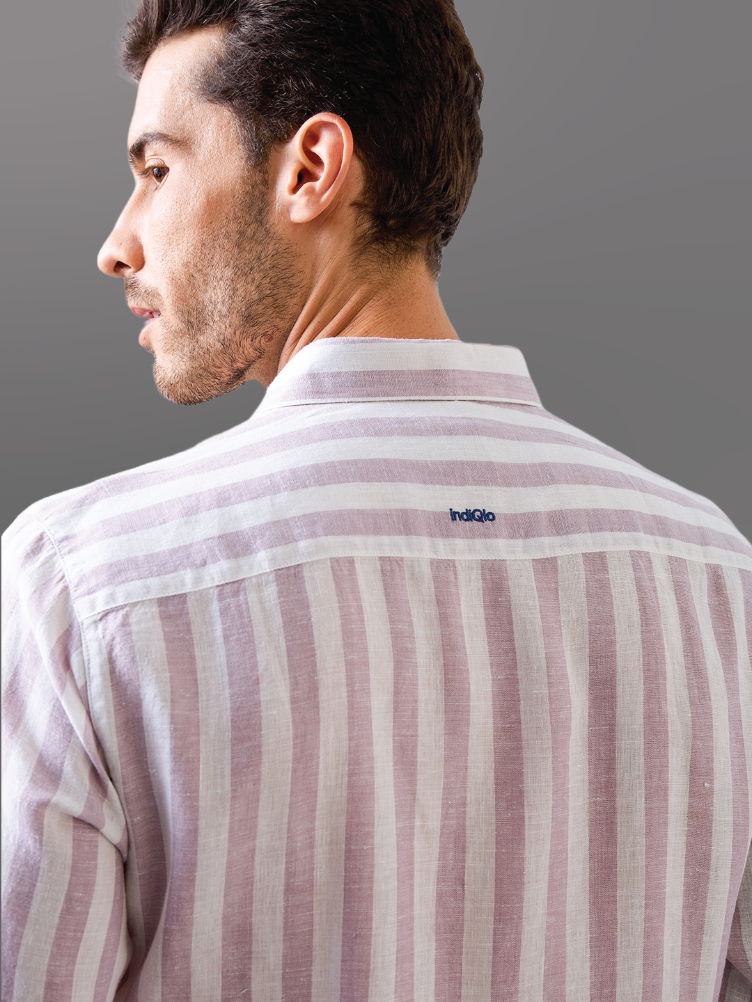 Lilac Striped Pure Linen Shirt
