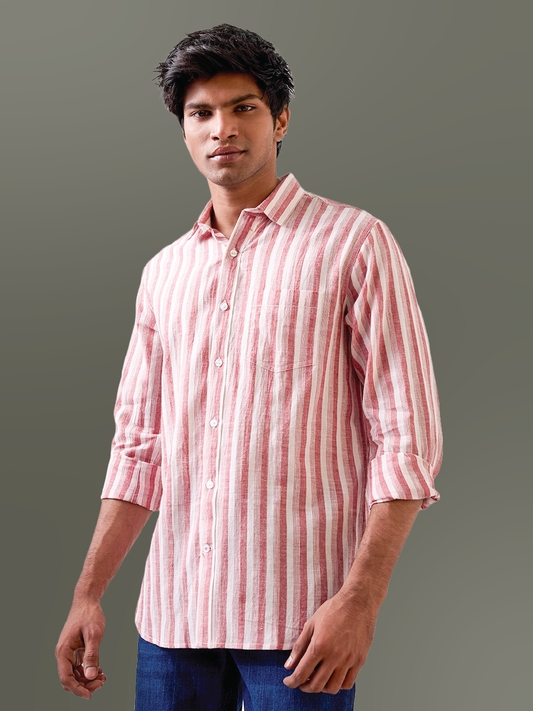 Brick Red Solid Lightweight Handloom Shirt