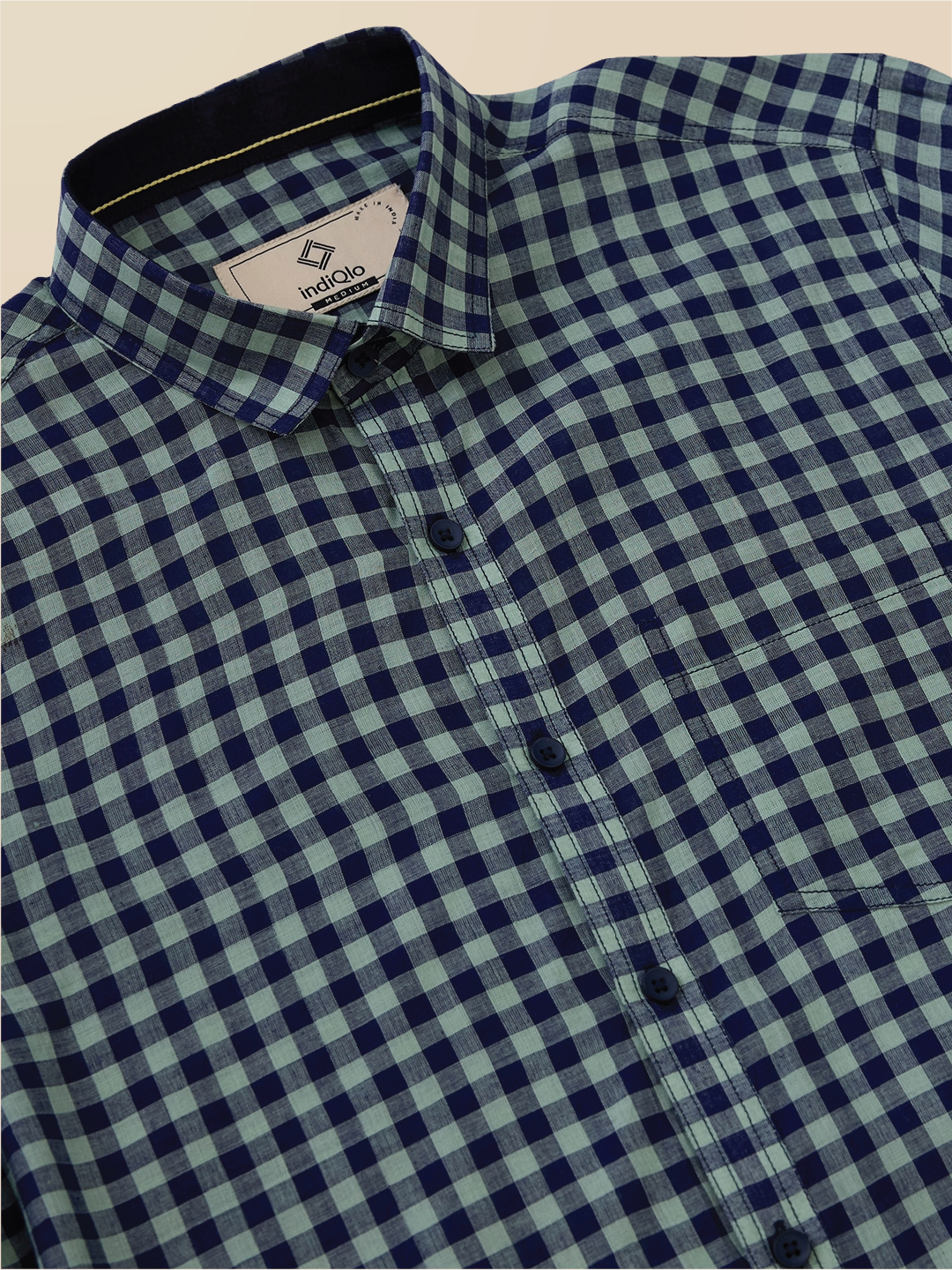 Blue-Green Check Handloom Cotton Shirt