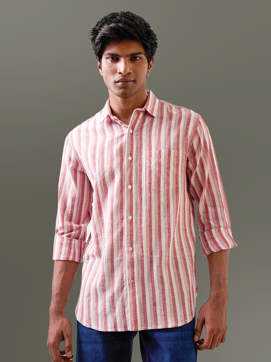 Brick Red Solid Lightweight Handloom Shirt