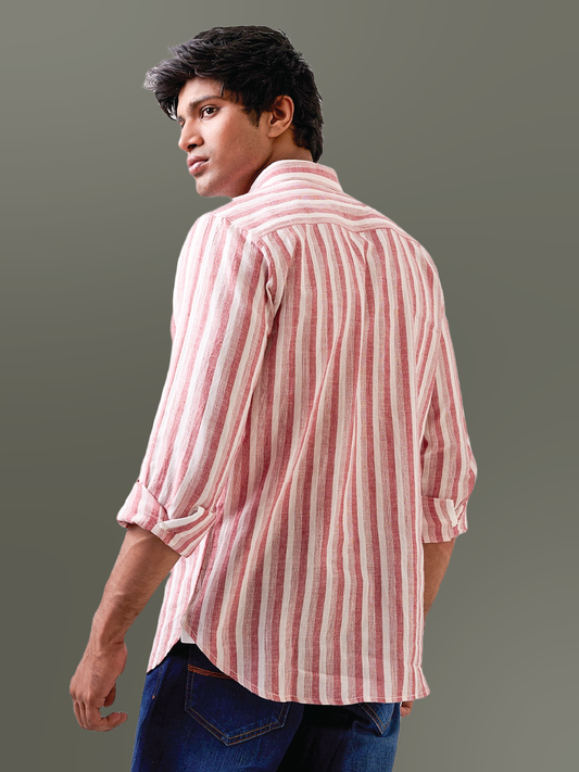 Brick Red Solid Lightweight Handloom Shirt