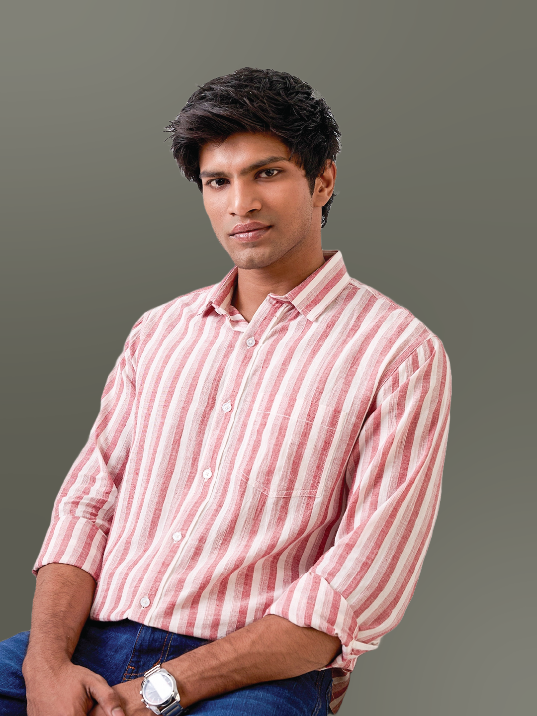 Brick Red Solid Lightweight Handloom Shirt