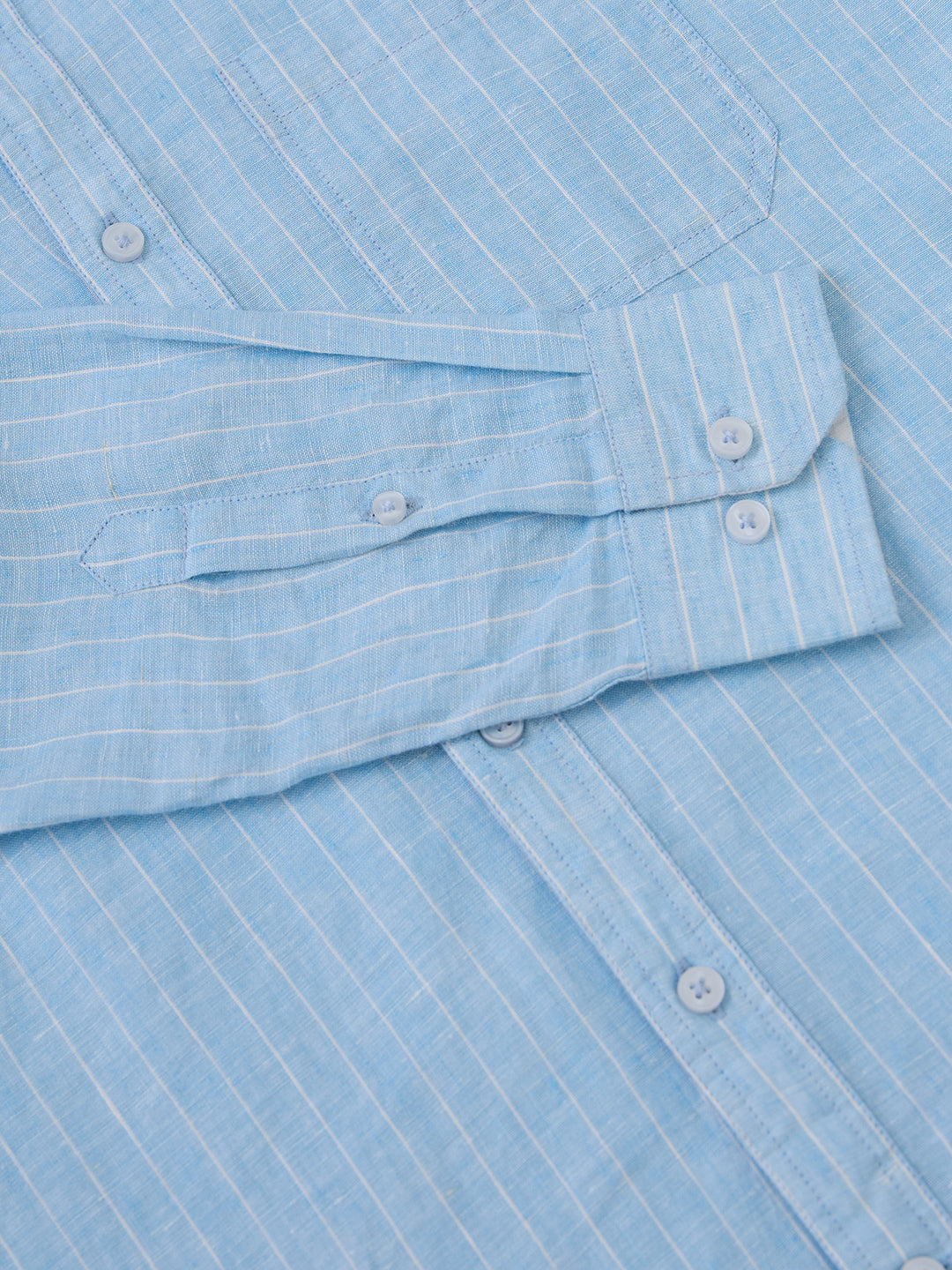 Premium sky blue linen shirt with vertical stripes 