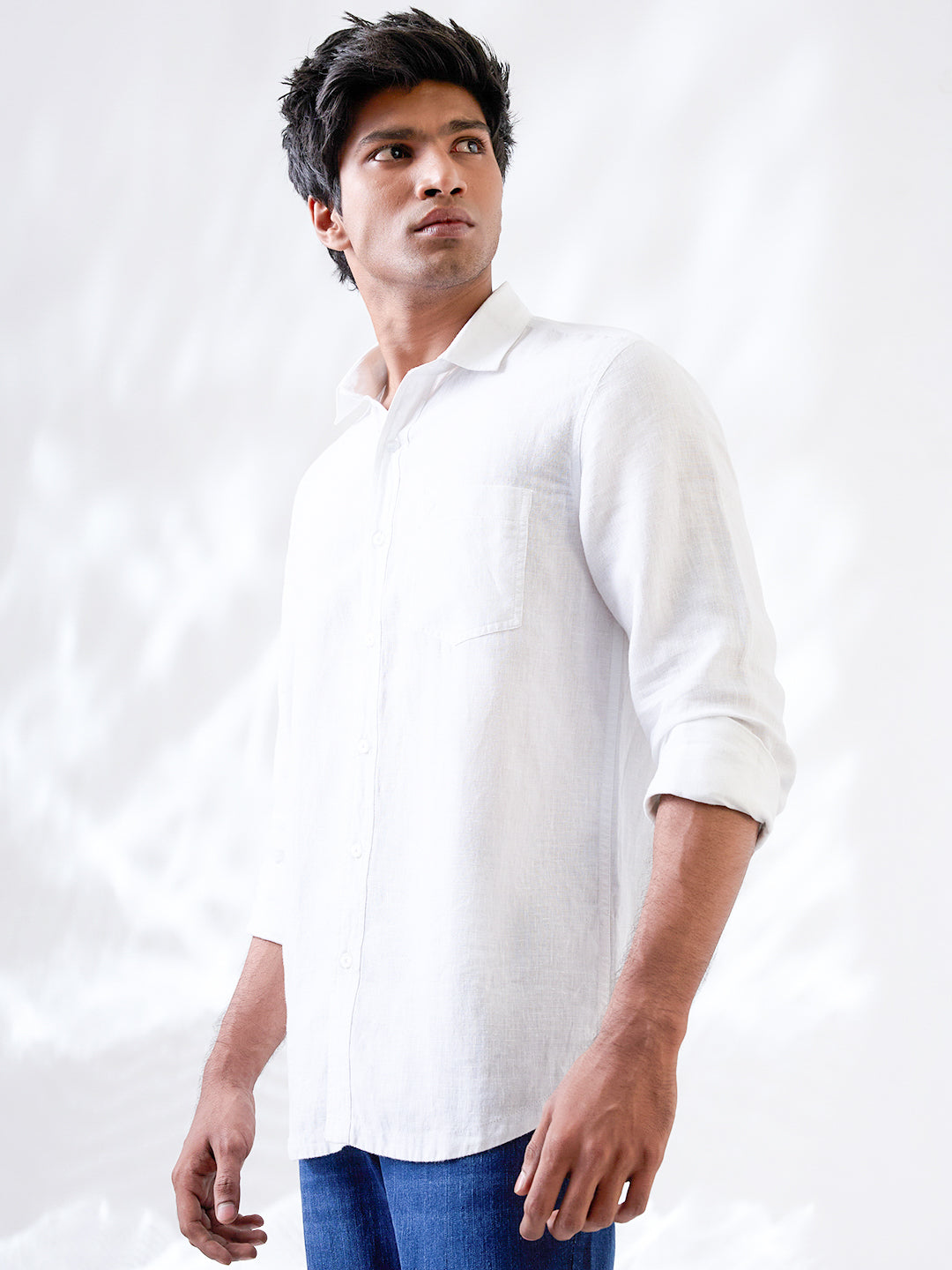 white shirt made from Indian linen, crafted in small batches
