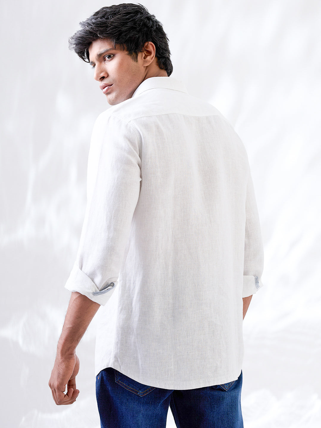 white shirt made from Indian linen, crafted in small batches