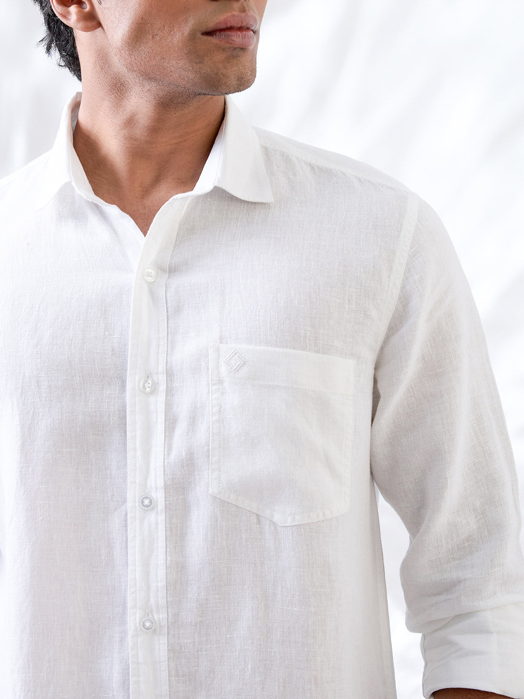 white shirt made from Indian linen, crafted in small batches