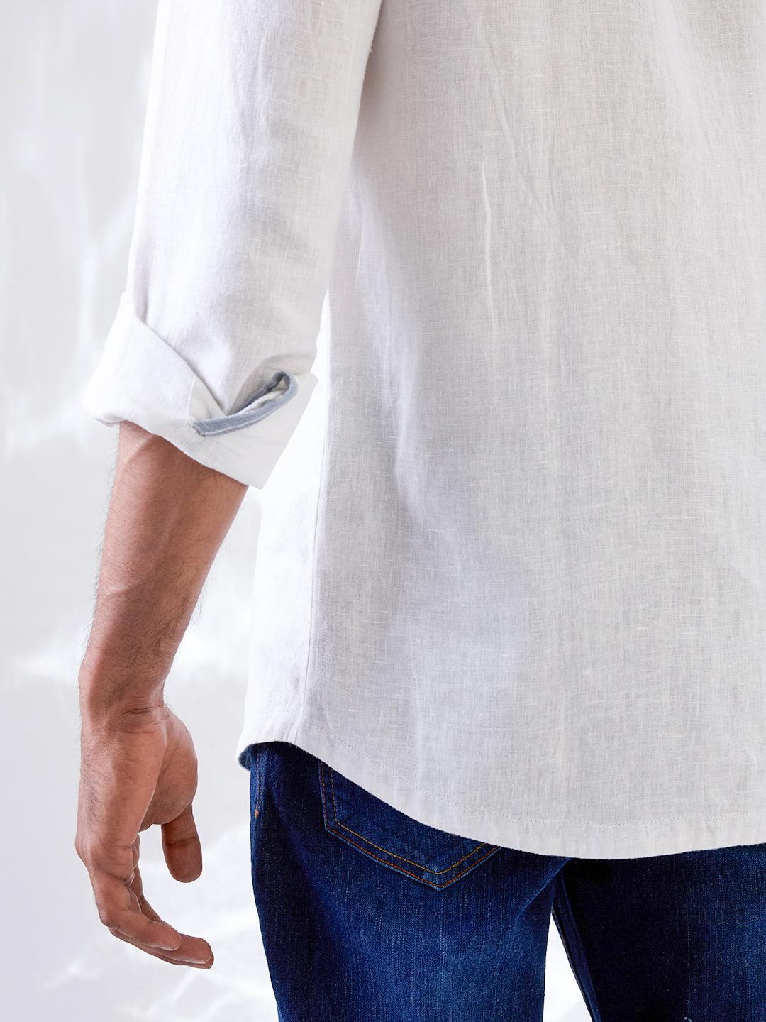 white shirt made from Indian linen, crafted in small batches