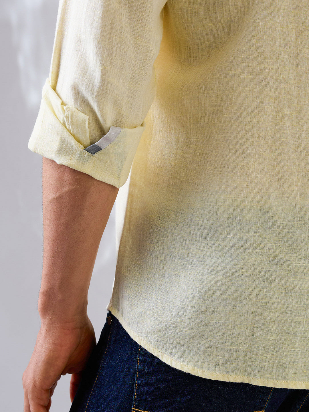 Pure linen shirt in yellow, styled for modern Indian menswear