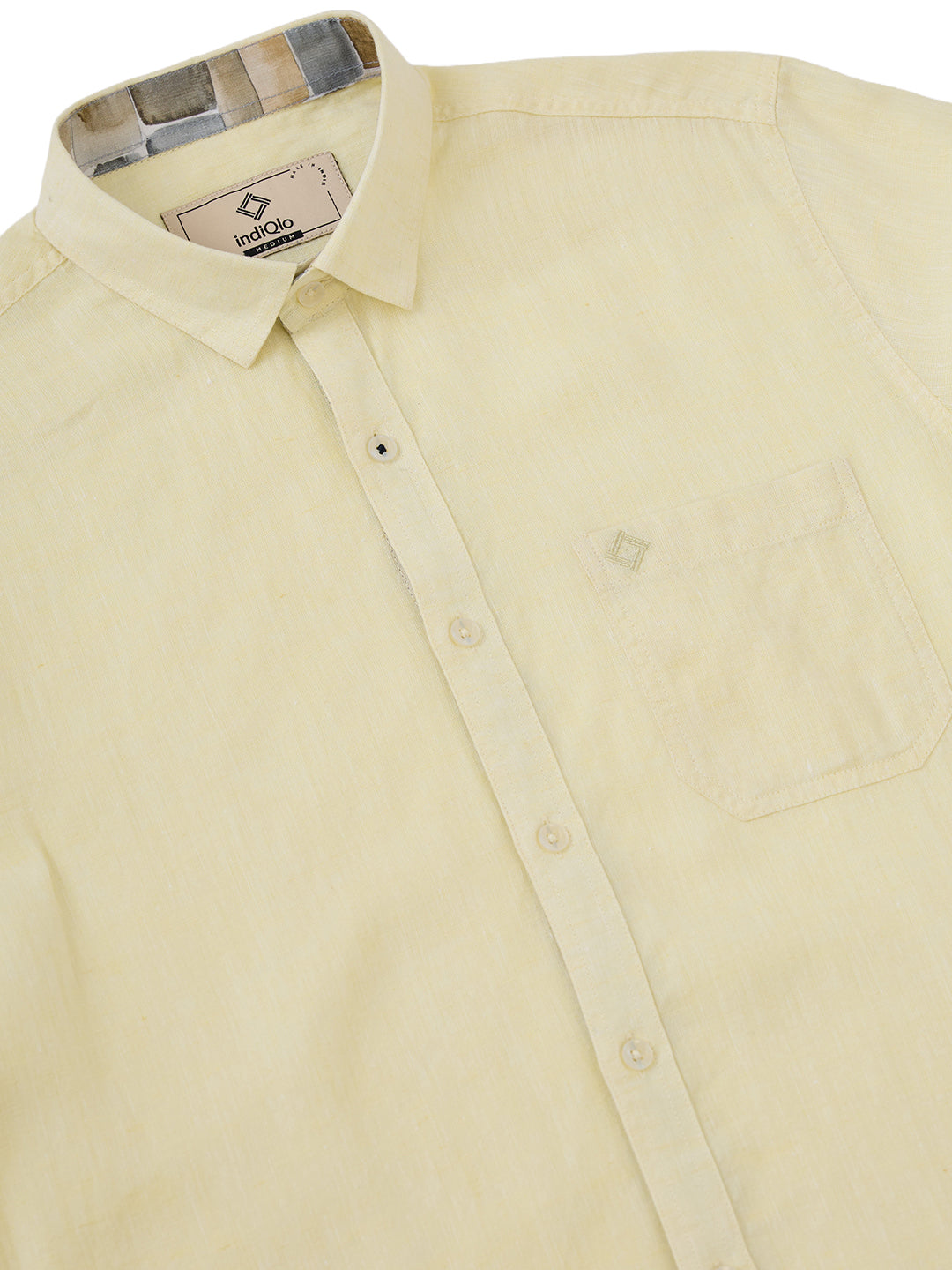 Pure linen shirt in yellow, styled for modern Indian menswear