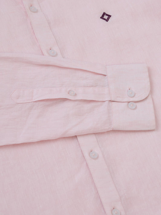 Pastel pink  Indian linen shirt with mandarin collar