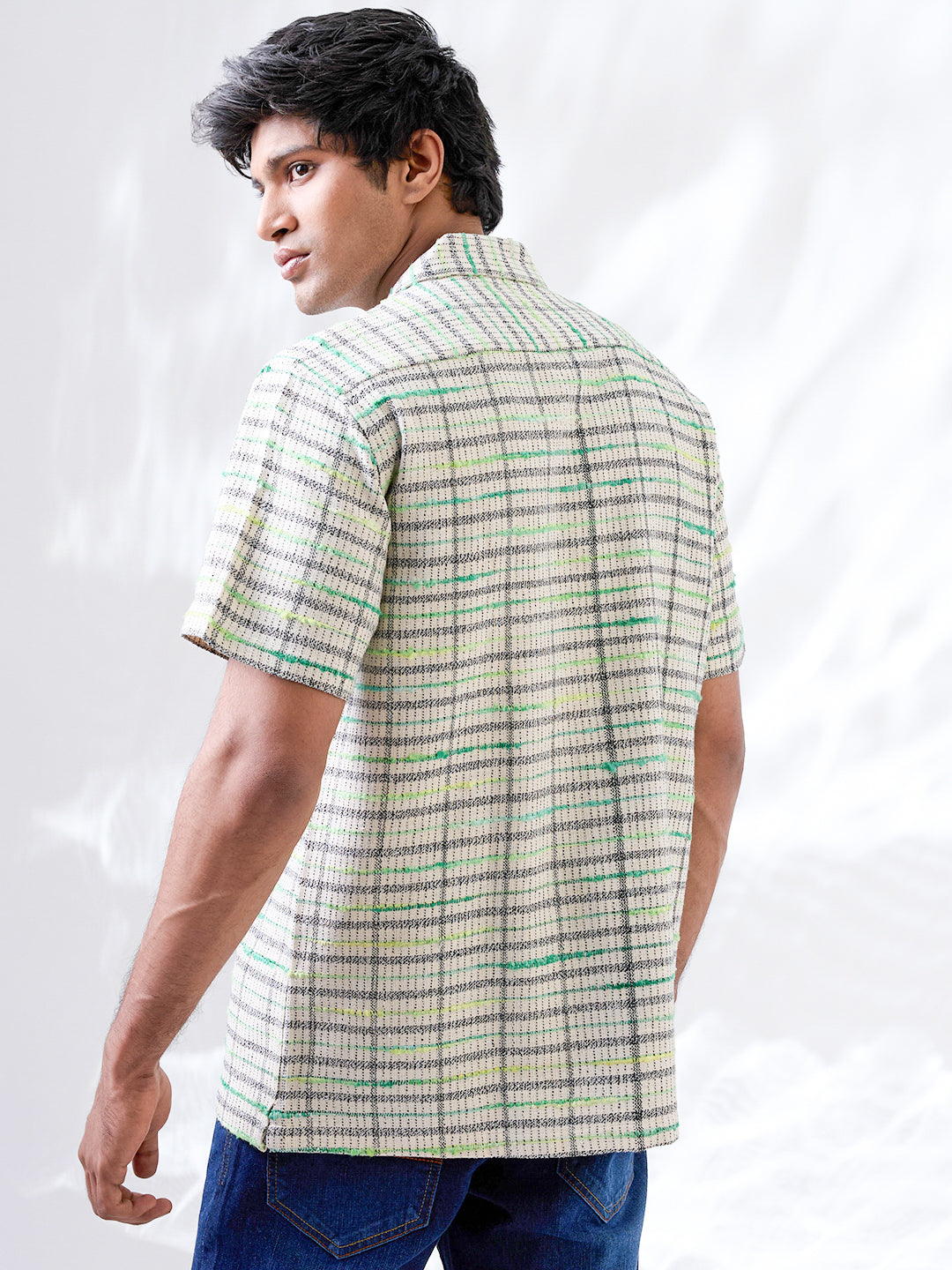 Ecru Solid Handloom Cotton Shirt