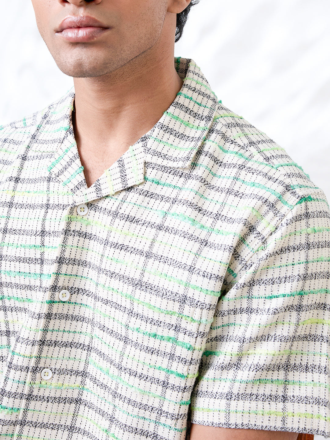 Ecru Solid Handloom Cotton Shirt