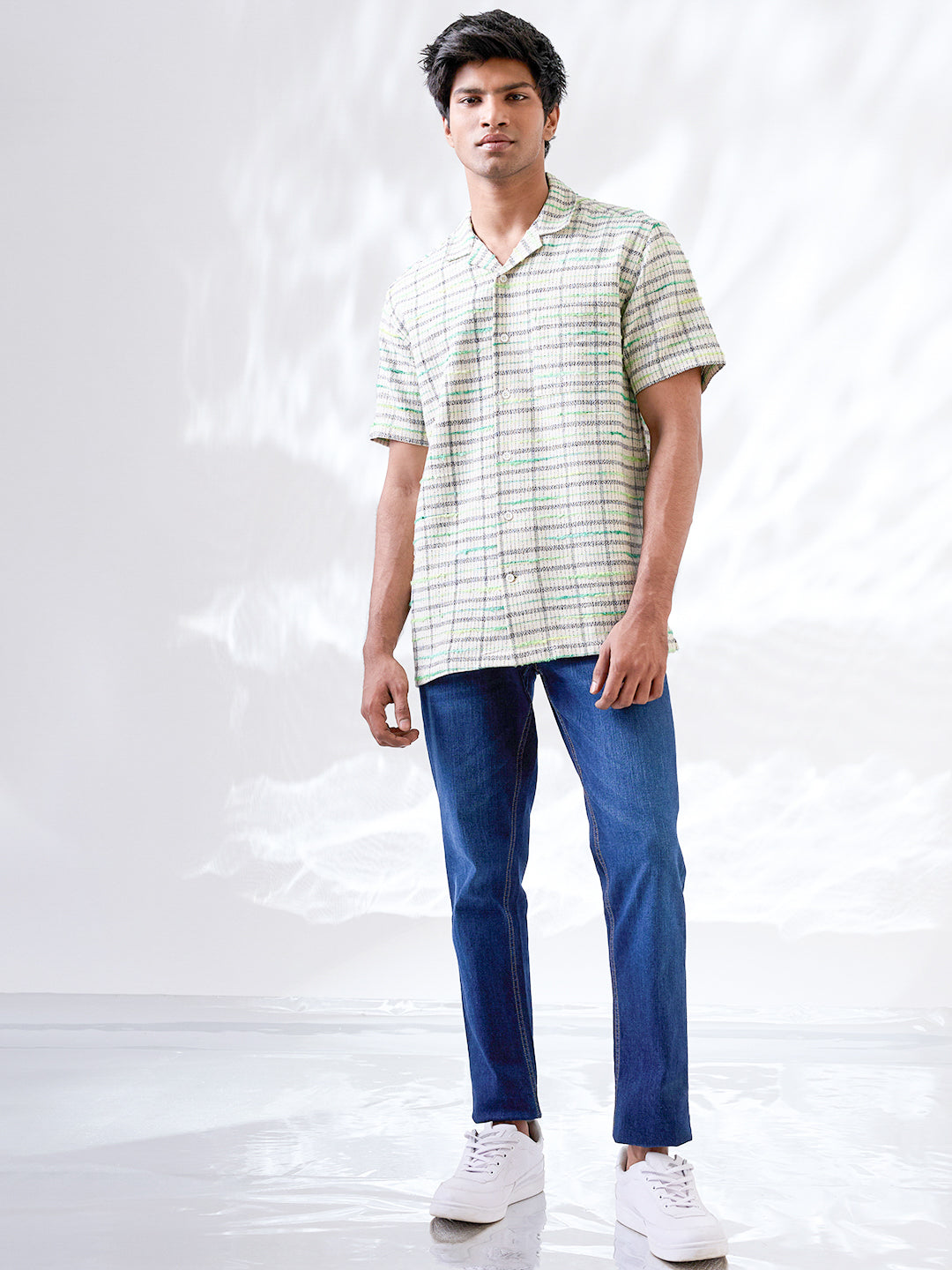 Ecru Solid Handloom Cotton Shirt