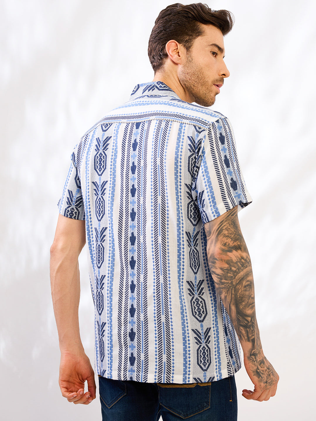 Blue Solid Handloom Cotton Shirt