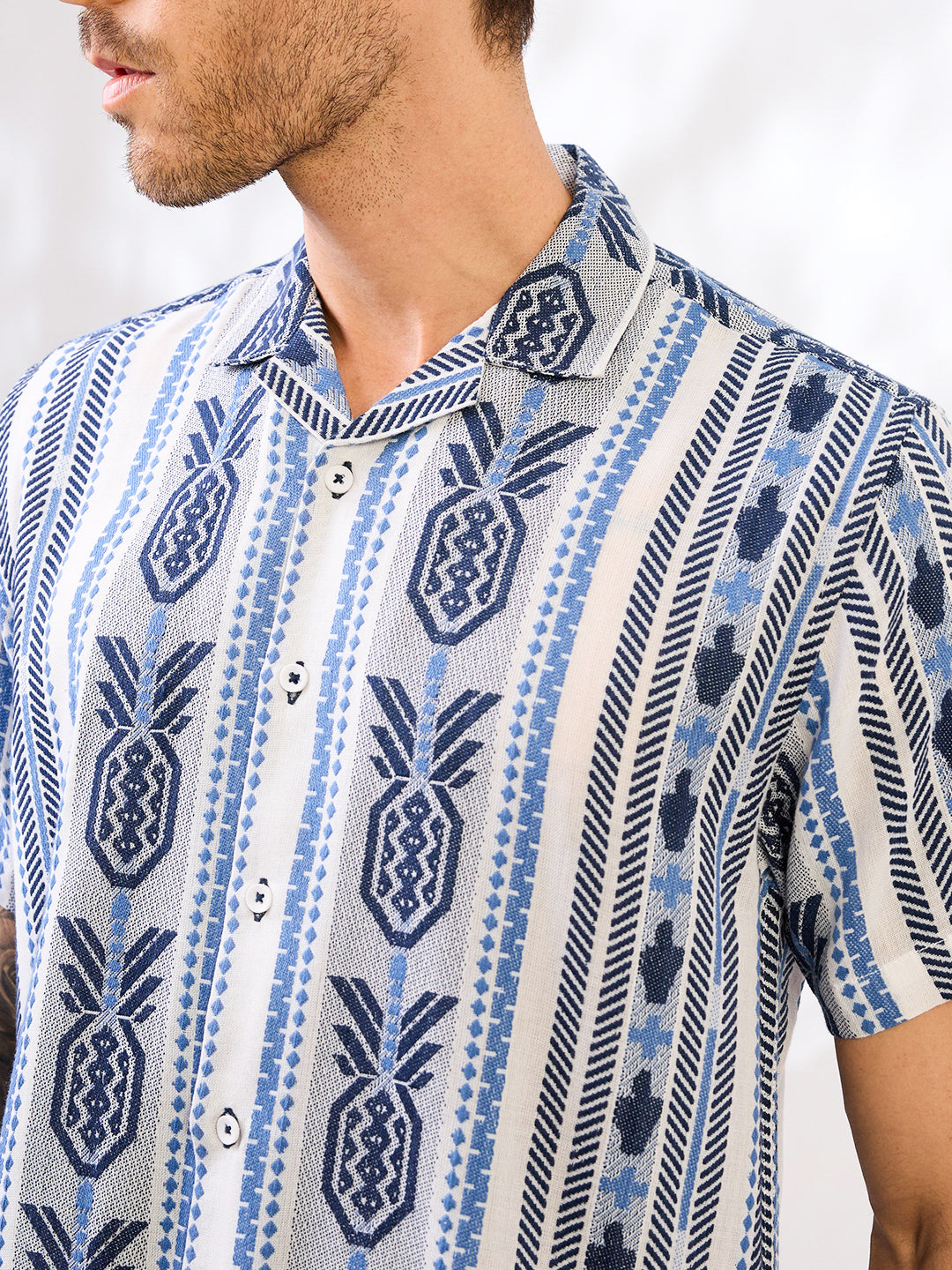 Blue Solid Handloom Cotton Shirt