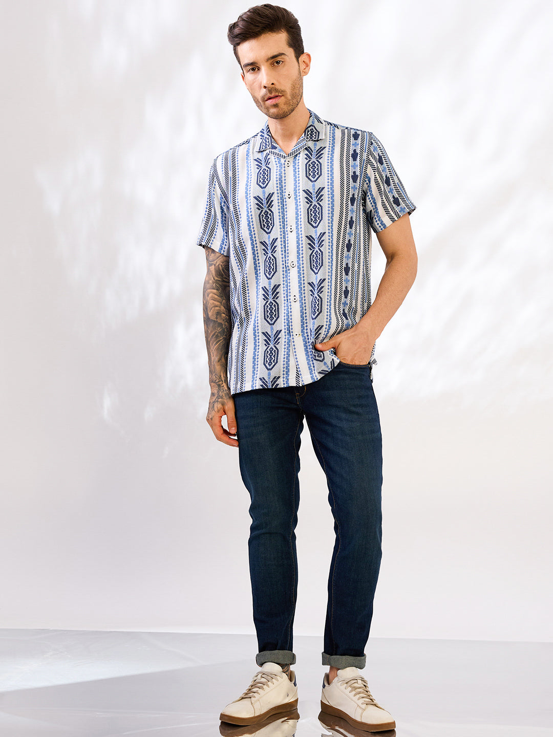Blue Solid Handloom Cotton Shirt