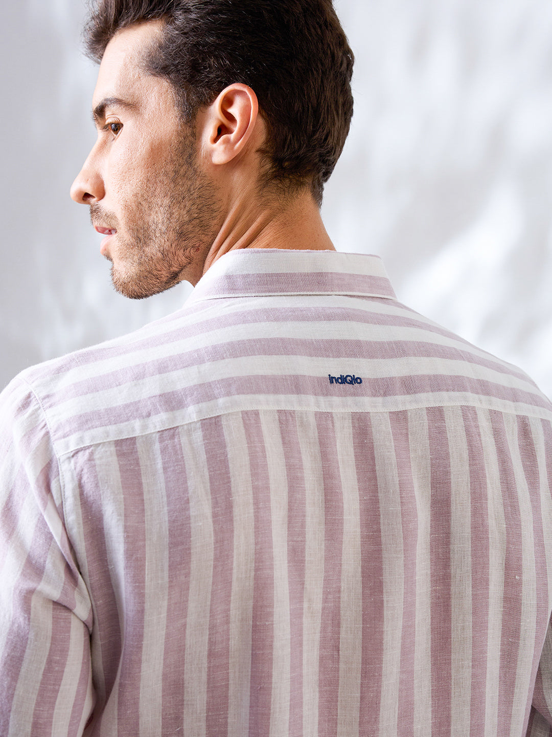 Lilac Striped Pure Linen Shirt