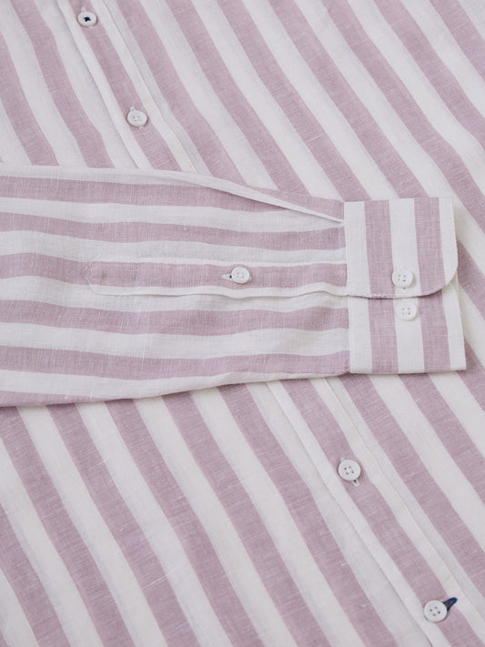 Lilac Striped Pure Linen Shirt