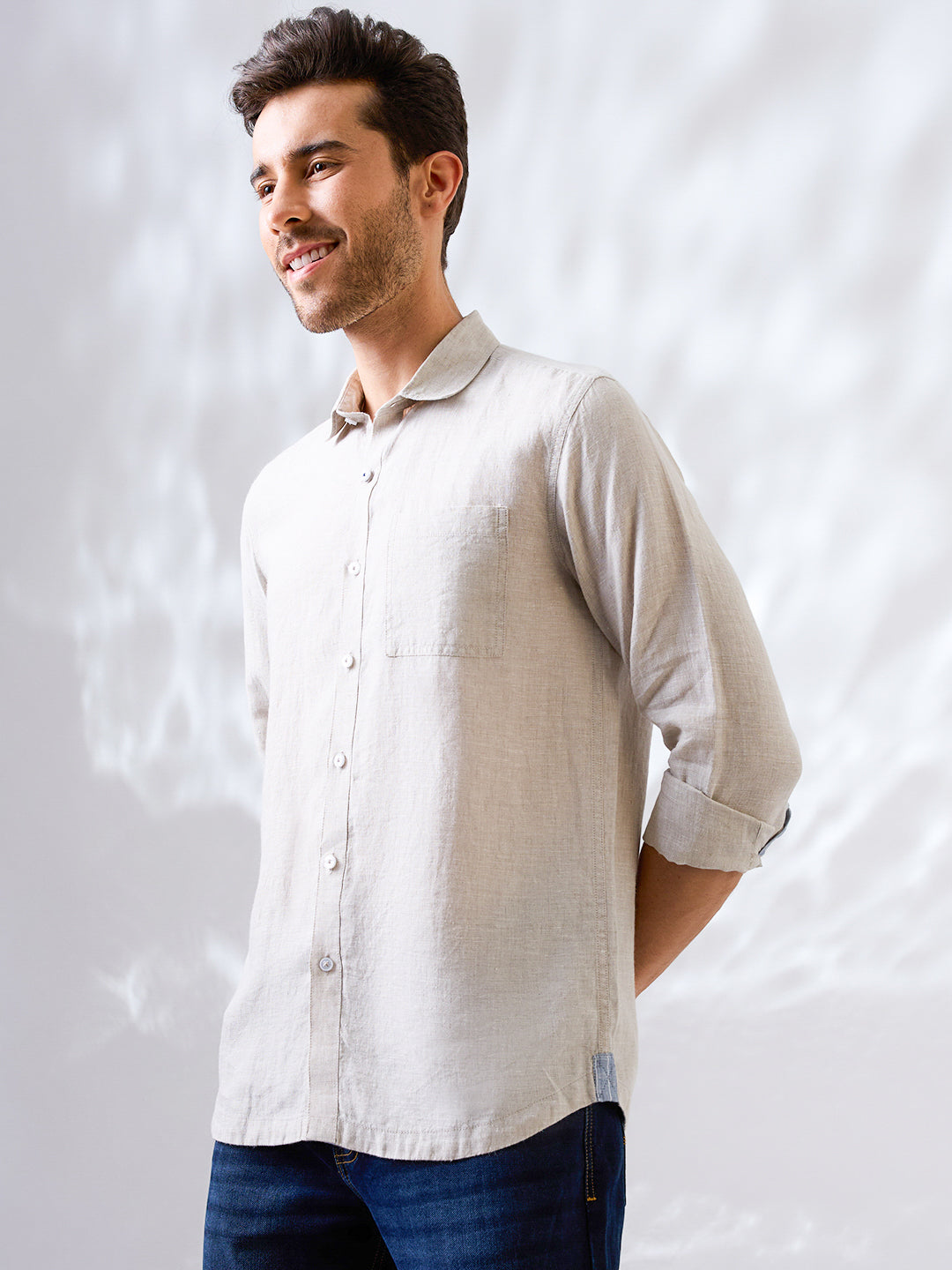 Beige Pure Linen Shirt
