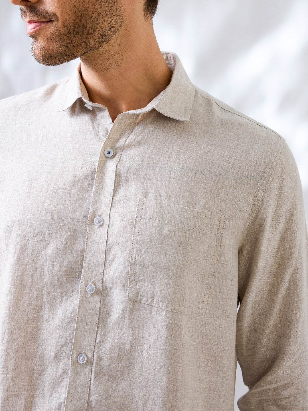 Beige Pure Linen Shirt